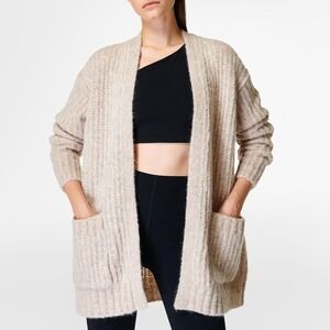 Sweaty BettyPebble Beige Brushed Boucle Cardigan Alpaca/ Mohair  8/M‎